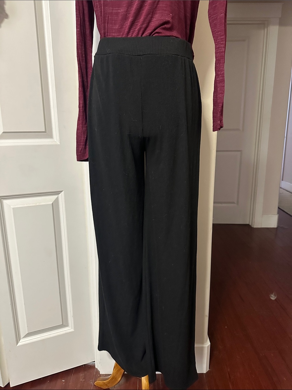 Velvet Torch Black Ribbed Knit Wide Leg Pants Medium EUC